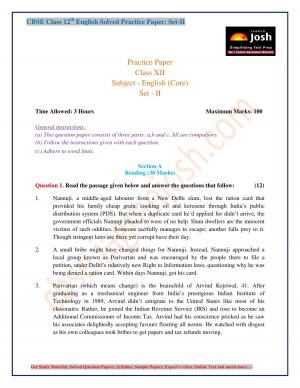 CBSE Class 12th English (Core) Practice Paper: Set- II