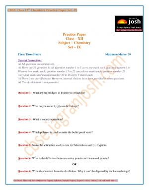 CBSE Class 12 Chemistry Practice Paper Set - IX