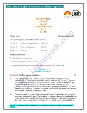 Practice Papers Class X English (Communicative) SA- II Set-III