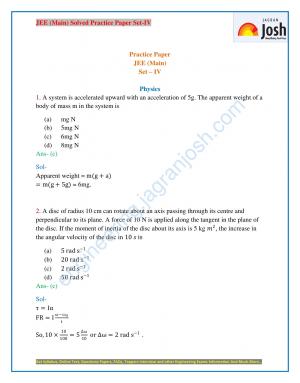 JEE Main Solved Practice Paper: Set-IV