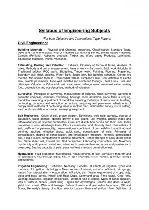 Syllabus for SSC Junior Engineers Examination 2015