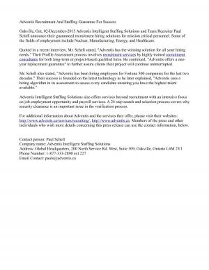Adventis Recruitment And Staffing Guarantee For Success