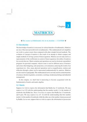 Class 12 NCERT Mathematics Chapter-3 Matrices