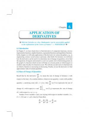 Class 12 NCERT Mathematics Chapter-6 Application of Derivatives