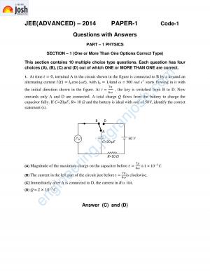 JEE Advanced Question Paper 2014 Paper-I