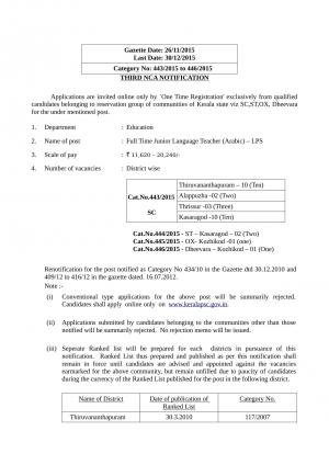 KPSC Recruitment 2015 for 36 Full Time Junior Language Teacher Arabic Posts 2