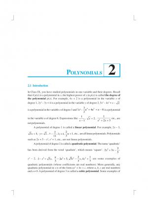 NCERT CBSE Class 10th Mathematics Chapter-2 Polynomials