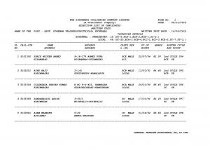 SCCL Declared Merit List of Written Test for Asst. Foreman Trainee Post 2015