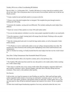 TurnKey PR reviews of Best Crowdfunding PR Method