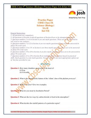 CBSE Class 9th Science (Biology) Practice Paper SA-II: Set-VI