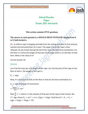 JEE Advanced Solved Practice Paper: Set-I