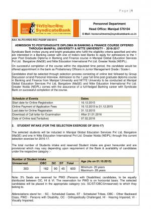 Syndicate Bank Recruitment 2015 for Probationary Officers Posts