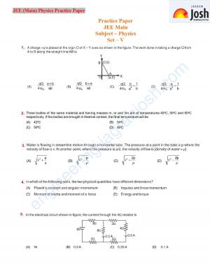 jee MAIN PHYSICS PRACTICE PAPER SET V