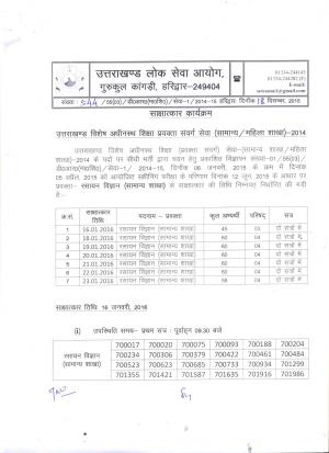 UKPSC Declared Interview Schedule for Lecturer (Chemistry) Post 2015