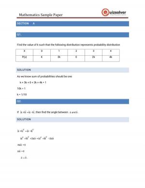 CBSE Class 12th Mathematics Sample Paper 2016
