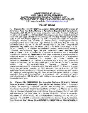 UPSC Recruitment 2015-16 for 22 Chemical Examiners & Other Posts