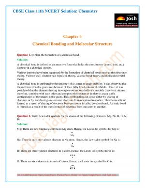 Chemical Bonding and Molecular Structure: CBSE Class 11 NCERT Solution