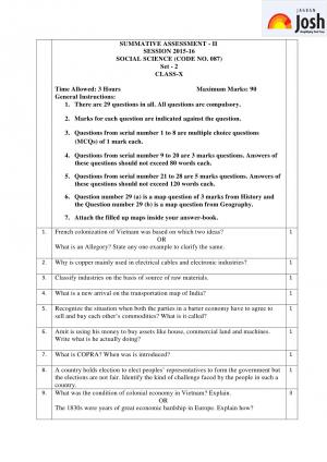 CBSE Class 10 Social Science Sample Paper SA – II 2016  