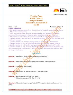 CBSE Class 9 Science Practice Paper SA-II: Set-IX