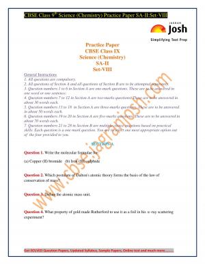 CBSE Class 9th Science (Chemistry) Practice Paper SA-II Set-VIII