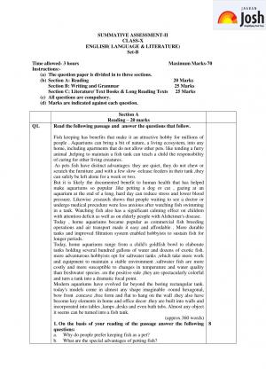 CBSE Class 10 English (Language & Literature) Sample Paper SA–II: 2016