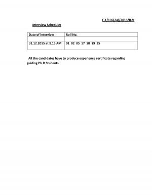 UPSC Issued Interview Schedule for Professor - Mechanical & Auto Engineering Post 2015