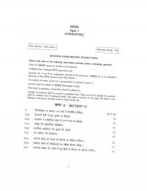 IAS Main Exam 2015 Hindi Literature Question Paper-I