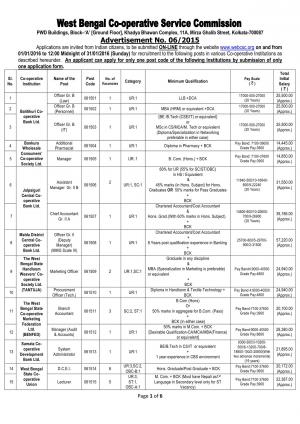 WEBCSC Recruitment 2015-16 for 28 Lecturer, Branch Accountant & Other Posts