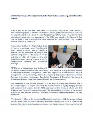 FORE School ties up with EIAS 