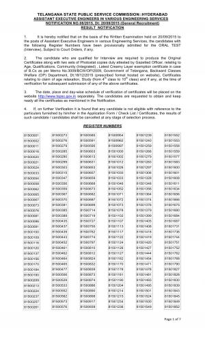 Telangana State PSC Declared Written Exam Result for Assistant Executive Engineer Post 2015-16