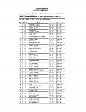 UPSC Declared Interview Schedule for Deputy Director of Operations Post 2016