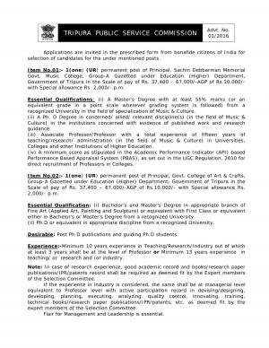 TPSC Recruitment 2016 for 13 Senior Informatics Officer & Principal Posts 