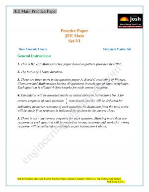 JEE Main Practice Paper Set-VI