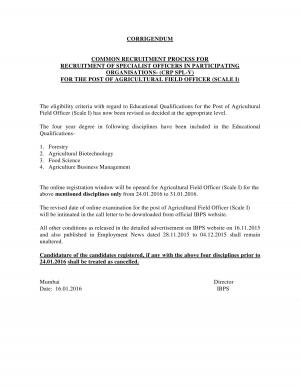 IBPS CRP SPL-V Exam 2015: Revised Notification