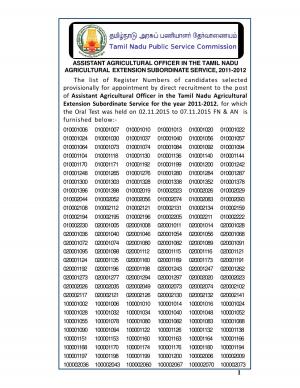 TNPSC Declared Result for Assistant Agricultural Officer Post 2011-12