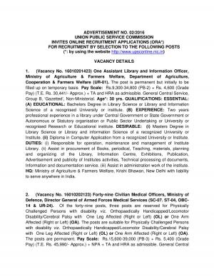 UPSC Recruitment 2016 for 112 Civilian Medical Officers & Other Posts