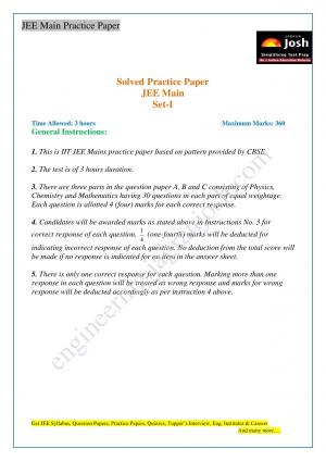 JEE Main Solved Practice Paper Set-I