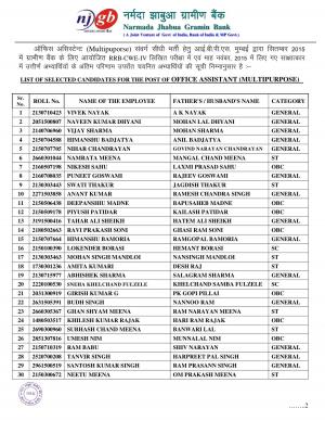 NJGB Declared Result for Office Assistant (Multipurpose) Post 2016