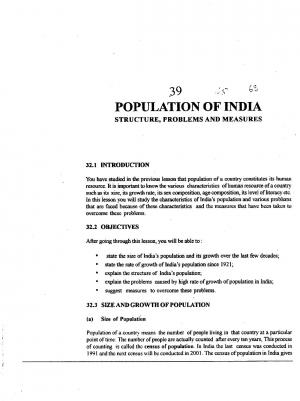 Population of India: Structure, Problems and Measures (395 KB) PDF File Opens in a new window