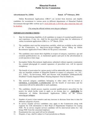 HPPSC Recruitment 2016 for 42 Asst Professor & Other Posts