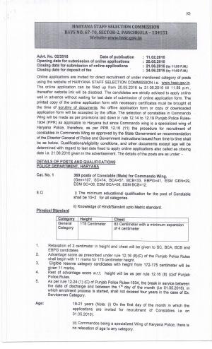 HSSC Recruitment 2016 for 369 Constable (Male) Posts 2016