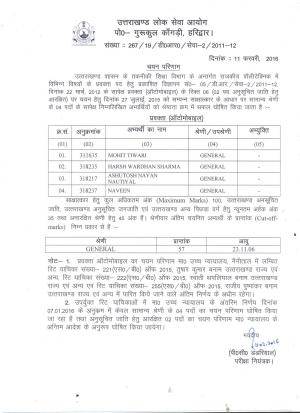 UKPSC Government Polytechnic Lecturer (Automobile) Post 2012: Result Declared