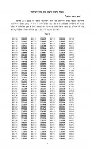 RPSC RAS/RTS Combined Competitive Examination 2013: Extended Result