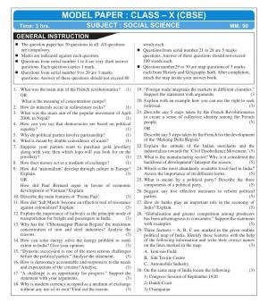 CBSE Class 10 Social Science Sample Paper: 2016 SA–II