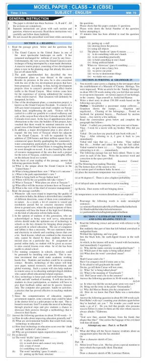 CBSE Class 10 English Sample Paper 2016 SA–II