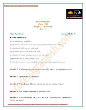 CBSE Class 11th Chemistry Practice Paper Set-II