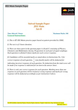 JEE Main Solved Sample Paper Set-II