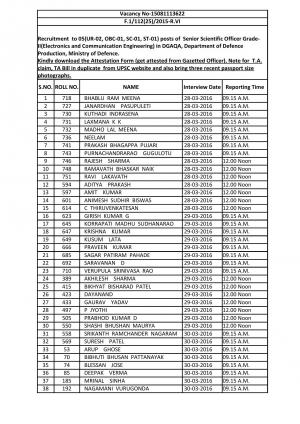 UPSC Declared Interview Schedule for Senior Scientific Officer Post 2016