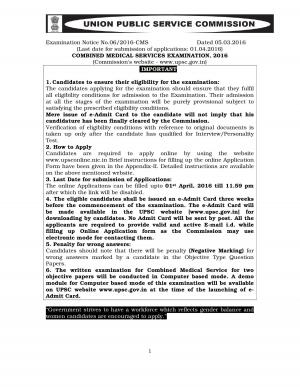 UPSC Notification for Combined Medical Service Examination 2016; Last Date to Apply 01 April 2016