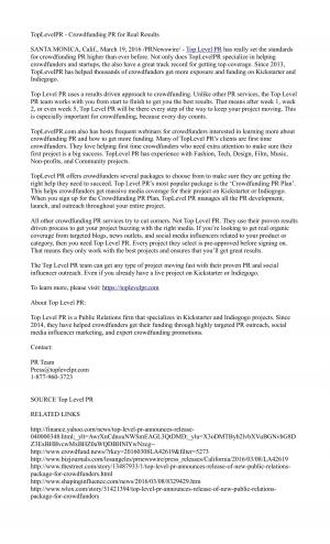 TopLevelPR - Crowdfunding PR for Real Results